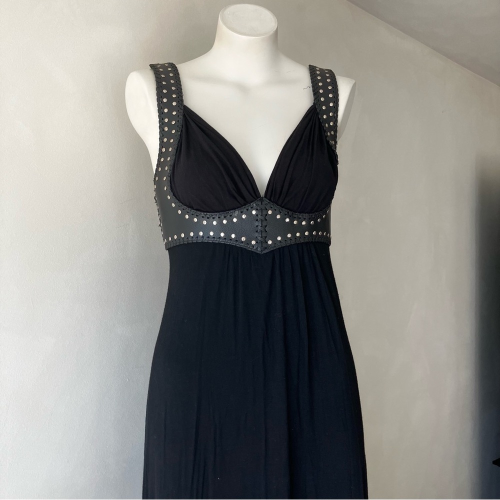 Love & Love | Vintage 90s Faux Leather Gothic Corset Top Maxi Dress - Picture 3 of 12